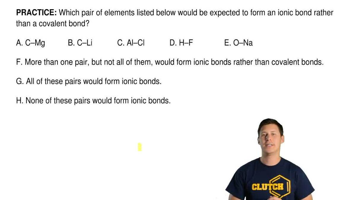 which pair of elements listed below would be clutch prep how do ionic bonds form