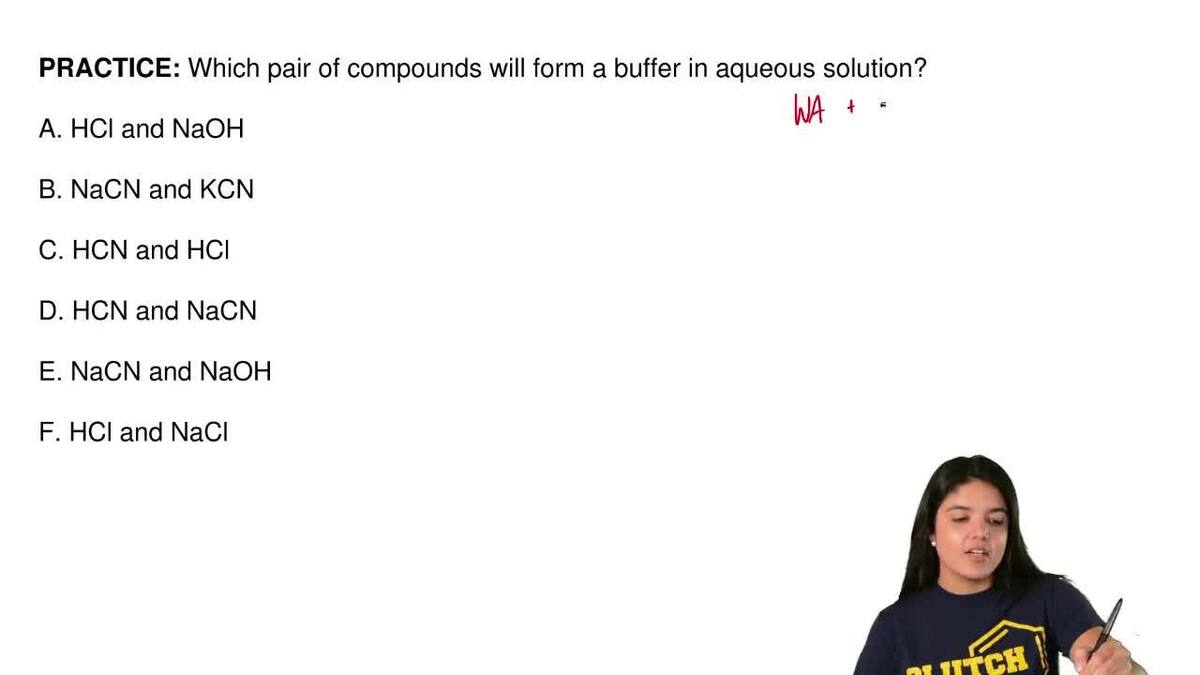 which pair of compounds will form a buffer clutch prep of the following substances an aqueous solution of will form basic solutions